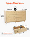 VEVOR 6 Drawer Dresser - Product Dimensions and Weight Capacity Graphic