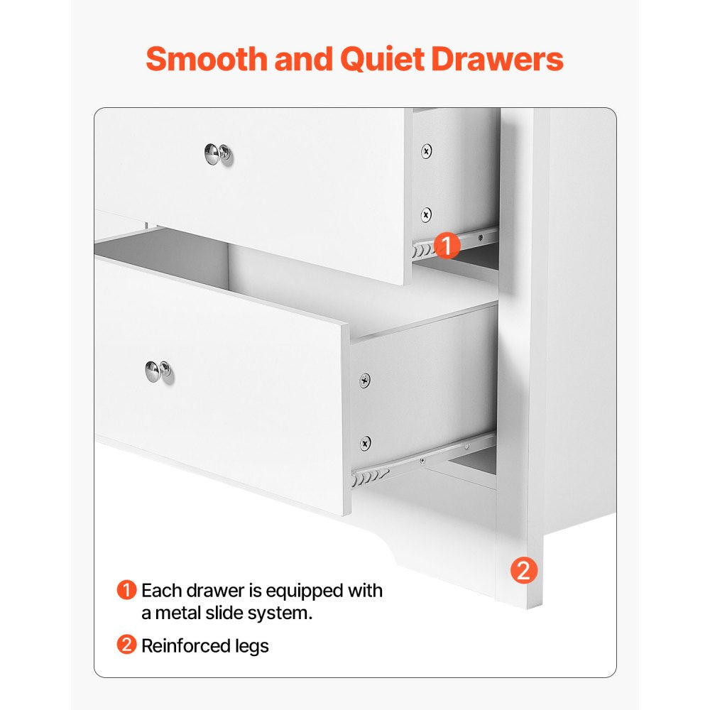 VEVOR 7 Drawer Dresser, Wooden Chest of Drawers with Sliding with Anti-tip Device, Modern Minimalist Dresser Chest, Closet Storage Organizer for Living Room, Hallway, Bedroom, Entryway, Light Wood