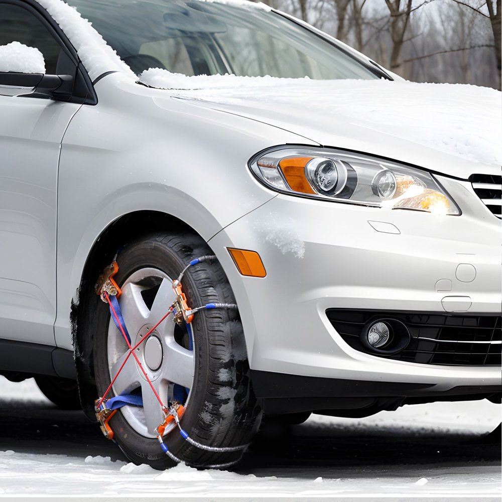VEVOR 8 PCS Snow Chains, Tire Traction Wheel Chains for Tire Width 9.2-11.2 in/235-285 mm, Manganese Alloy Steel Emergency Tire Chains for Cars, Pickups, SUVs, and Trucks