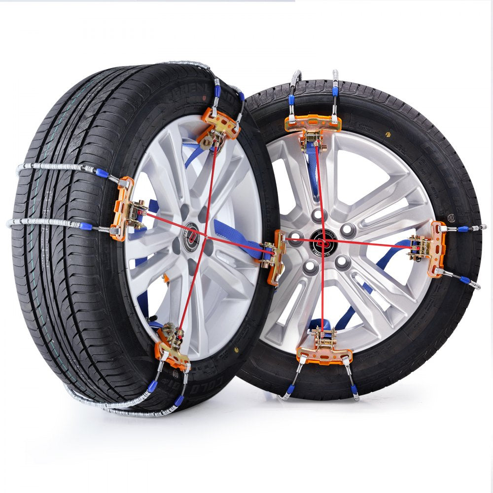 VEVOR 8 PCS Snow Chains, Tire Traction Wheel Chains for Tire Width 9.2-11.2 in/235-285 mm, Manganese Alloy Steel Emergency Tire Chains for Cars, Pickups, SUVs, and Trucks