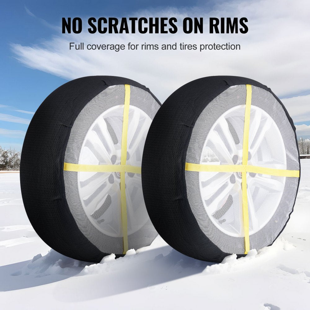 VEVOR Thickened Snow Socks for Tires, Full Coverage Tire Socks with Polyester Fiber, Snow Traction Tire Cover for Car, SUV, Pickup and Truck (Pack of 2)-Large