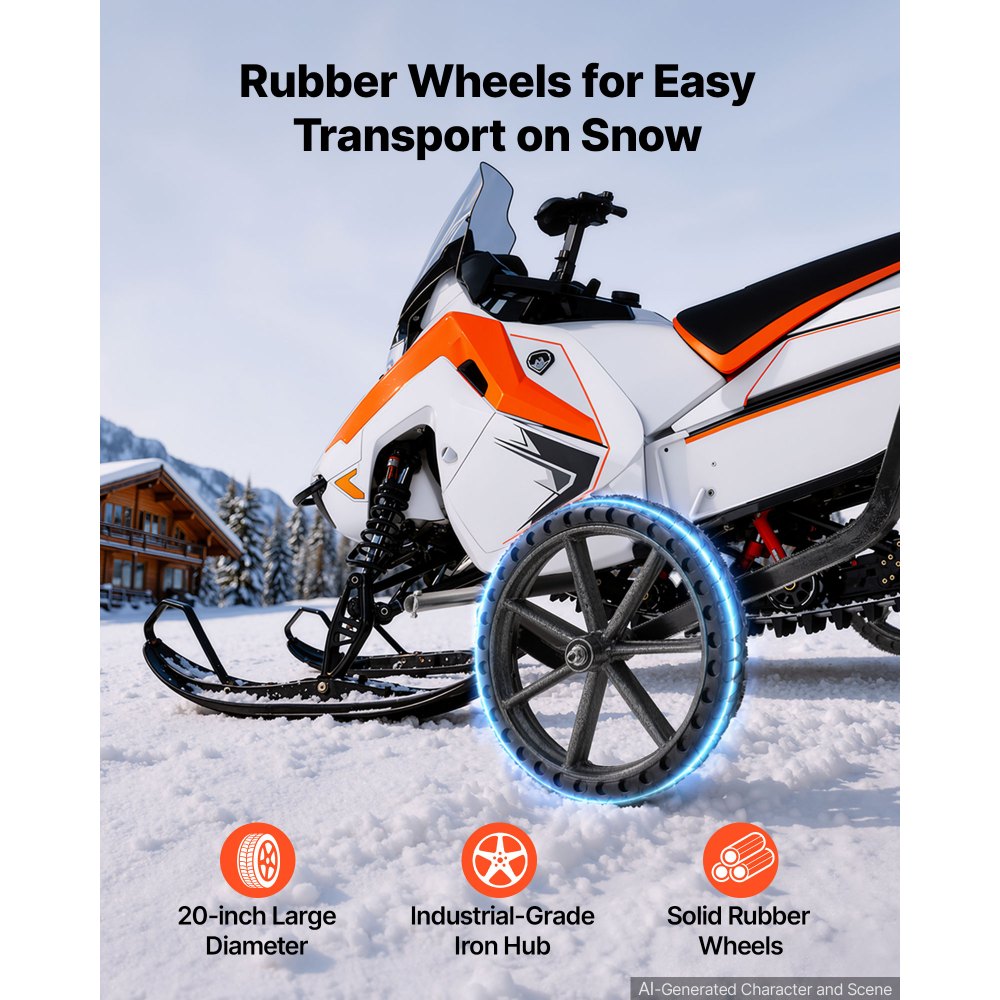 VEVOR Snowmobile Dolly Lift Stand 20"-22.5" Lift Height 20 in Large Wheels, 2-in-1 Lift & Transport Snowmobile Lift Stand for Easy Moving & Maintenance, 750LBS Heavy-Duty Support, Fit Most Snowmobiles