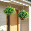VEVOR Artificial Ferns, 2 Pcs Fake Hanging Boston Fern Bush Plant with 23 Inch Hanging Length, Plastic Faux Greenery for Indoor and Outdoor Decor, For Wall, Wedding Party, Home, Porch Garden, Office