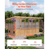 VEVOR Wooden Greenhouse 6'x12' Walk-In Green House Kit Pergola Sloped Roof, for Outdoor Garden Backyard, Heavy Duty Fir Wood with Polycarbonate Panels, Foldable Shelves, Tool Rails & Lockable Door