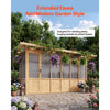 VEVOR Wooden Greenhouse 6'x12' Walk-In Green House Kit Pergola Sloped Roof, for Outdoor Garden Backyard, Heavy Duty Fir Wood with Polycarbonate Panels, Foldable Shelves, Tool Rails & Lockable Door