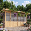 VEVOR Wooden Greenhouse 6'x12' Walk-In Green House Kit Pergola Sloped Roof, for Outdoor Garden Backyard, Heavy Duty Fir Wood with Polycarbonate Panels, Foldable Shelves, Tool Rails & Lockable Door