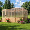 VEVOR Wooden Greenhouse 6'x12' Fir Wood Walk-In Greenhouse Kit Sloped Roof, for Outdoor Garden Backyard, Heavy Duty Green House with Polycarbonate Panels, Foldable Shelves, Tool Rails & Lockable Door