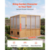 VEVOR Wooden Greenhouse 6'x8' Fir Wood Walk-In Greenhouse Kit Sloped Roof, for Outdoor Garden Backyard, Heavy Duty Green House with Polycarbonate Panels, Foldable Shelves, Tool Rails & Lockable Door