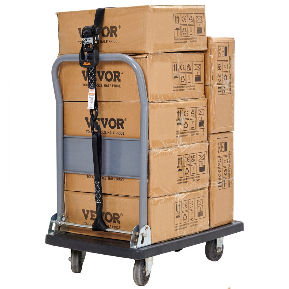 VEVOR Ratchet Tie Down Straps (4PK), 5208 lb Max Break Strength, Includes 4 Premium 1.6" x 8' Rachet Tie Downs with Padded Handles, for Moving Securing Cargo, Appliances, Lawn Equipment, Motorcycle