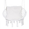 VEVOR Hanging Hammock Swing Chair, 330 lbs Capacity, Macramé Hanging Chair with Cushion and Mounting Hardware, Cotton Rope Swing Chair for Bedroom, Balcony, Patio, Garden, White