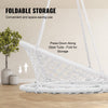 VEVOR Hanging Hammock Swing Chair, 330 Lbs Capacity, Macramé Hanging Chair with Mounting Hardware, Cotton Rope Swing Chair for Bedroom, Balcony, Patio, Garden, White