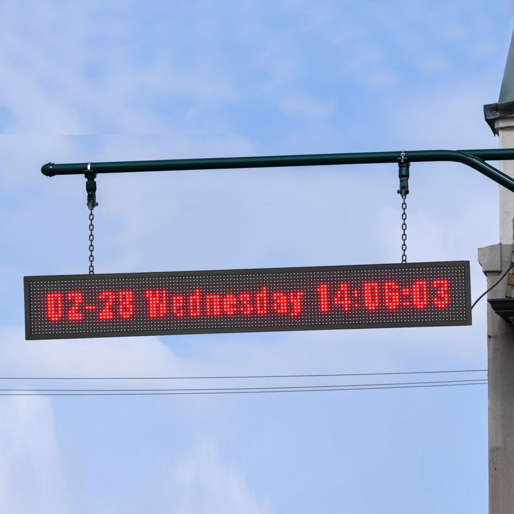 VEVOR LED Message Board, P10 Full Color Scrolling Display, Customizable Text and Animation via WIFI or USB, Ideal for Retail, Parties, and Bars, 52"x8"