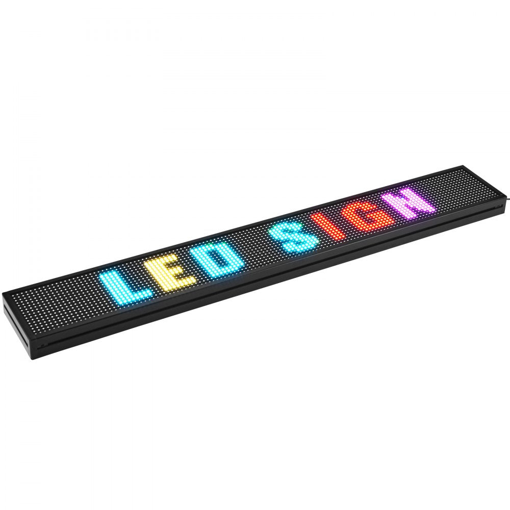 VEVOR LED Message Board, P10 Full Color Scrolling Display, Customizable Text and Animation via WIFI or USB, Ideal for Retail, Parties, and Bars, 52"x8"
