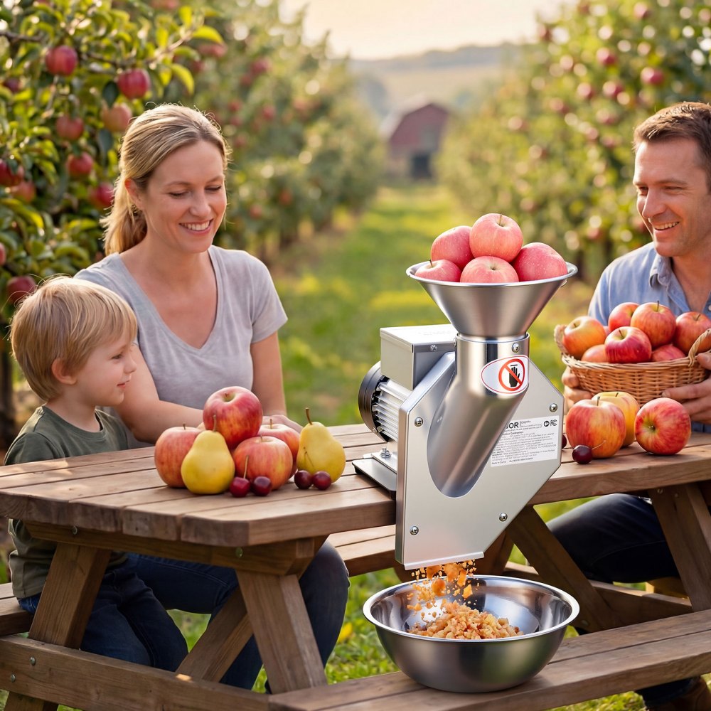 VEVOR 550W Electric Fruit Apple Crusher, SUS304 Desktop Crushing Machine, Grinds Whole Apples Up to 2.76" Dia, 60 KG/H Capacity, Cider Press for Apples, Pears, Pineapple, Guava, Carrot, Potato