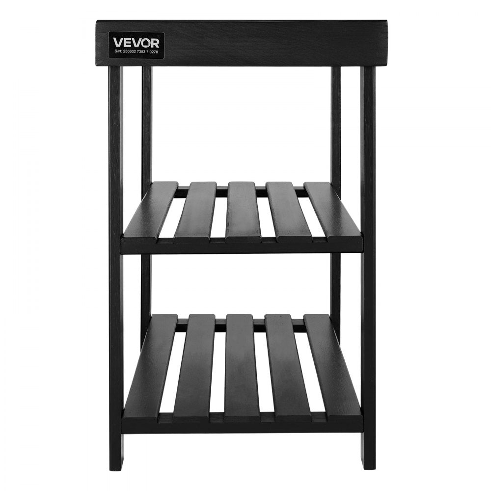 VEVOR Shoe Rack Bench, 3-Tier Bamboo Entryway Bench, Shoe Storage Organizer Holds Up to 286 lbs, 27.6 x 11.3 x 17.8 Inches, for Front Door, Hallway, Living Room, Bedroom, Black