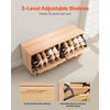 VEVOR Entryway Shoe Bench, 39.4 x 11.8 x 20.9 Inch Rattan-Like Shoes Bench with 2 Flip Drawers, 300lbs Shoe Storage Rack with 4 Compartments and 2 Rattan Doors, for Hallway, Living Room, Bedroom