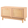 VEVOR Entryway Shoe Bench, 39.4 x 11.8 x 20.9 Inch Rattan-Like Shoes Bench with 2 Flip Drawers, 300lbs Shoe Storage Rack with 4 Compartments and 2 Rattan Doors, for Hallway, Living Room, Bedroom
