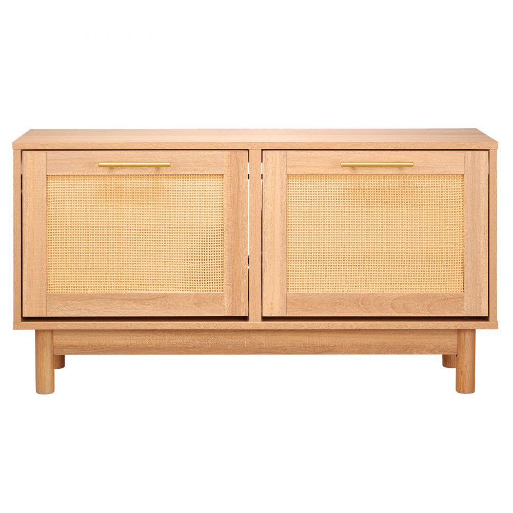 VEVOR Entryway Shoe Bench, 39.4 x 11.8 x 20.9 Inch Rattan-Like Shoes Bench with 2 Flip Drawers, 300lbs Shoe Storage Rack with 4 Compartments and 2 Rattan Doors, for Hallway, Living Room, Bedroom