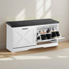 VEVOR Entryway Shoe Storage Bench 39.4" Wide 2-Tier Shoe Bench Black White, with 2 Flip Drawers, 440 lbs Load Capacity Storage Rack with Padded Seat Cushion, for Hallway, Living Room, and Bedroom