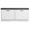 VEVOR Entryway Shoe Storage Bench 39.4" Wide 2-Tier Shoe Bench Black White, with 2 Flip Drawers, 440 lbs Load Capacity Storage Rack with Padded Seat Cushion, for Hallway, Living Room, and Bedroom