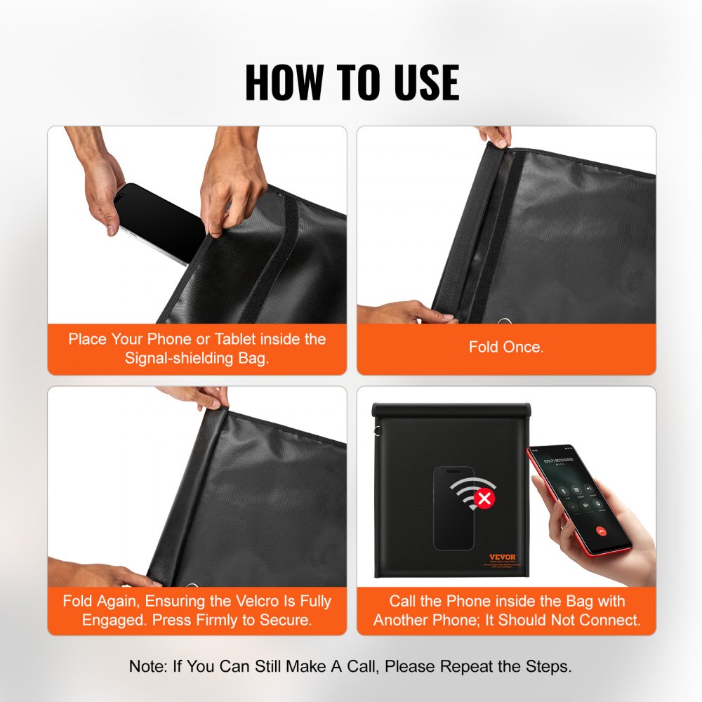 VEVOR Faraday Bag, 4 Pack Faraday Pouch Set for Laptop(16.9x15"), Tablet(13x10.2"), Phone(7.87x4.7") & Radio(10.6x7.8"), Fireproof Signal Blocking Holder Faraday Pouch for Anti-Theft & Anti-Hacking