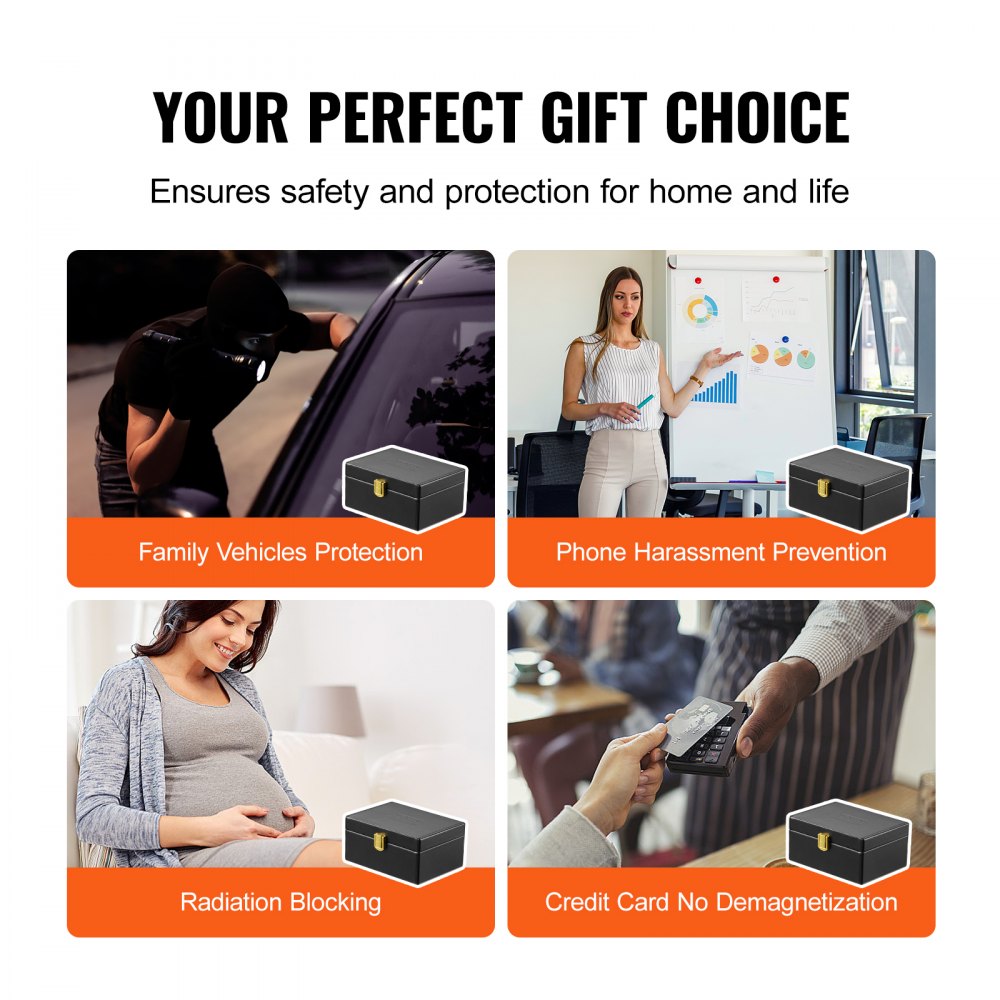 VEVOR Faraday Box, PU Leather Signal Blocking Holde, Keyless Fob Protector Shielding for WiFi, RFID, GPS, Bluetooth & 5G, Anti-Theft Box and Anti-Hacking Case Blocker, Black(5.9 x 4.5 x 2.9")