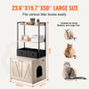 VEVOR Cat Litter Box Enclosure, Hidden Litter Box Furniture with 2 Storage Shelves & 2 Baskets, Wooden Cat Washroom Indoor, Cat House Cabinet Fit Most of Litter Box, 23.6"L x 19.7"W x 50"H, Natural
