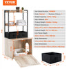 VEVOR Cat Litter Box Enclosure, Hidden Litter Box Furniture with 2 Storage Shelves & 2 Baskets, Wooden Cat Washroom Indoor, Cat House Cabinet Fit Most of Litter Box, 23.6"L x 19.7"W x 50"H, Natural