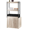 VEVOR Cat Litter Box Enclosure, Hidden Litter Box Furniture with 2 Storage Shelves & 2 Baskets, Wooden Cat Washroom Indoor, Cat House Cabinet Fit Most of Litter Box, 23.6"L x 19.7"W x 50"H, Natural
