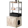 VEVOR Cat Litter Box Enclosure, Hidden Litter Box Furniture with 2 Storage Shelves & 2 Baskets, Wooden Cat Washroom Indoor, Cat House Cabinet Fit Most of Litter Box, 23.6"L x 19.7"W x 50"H, Natural