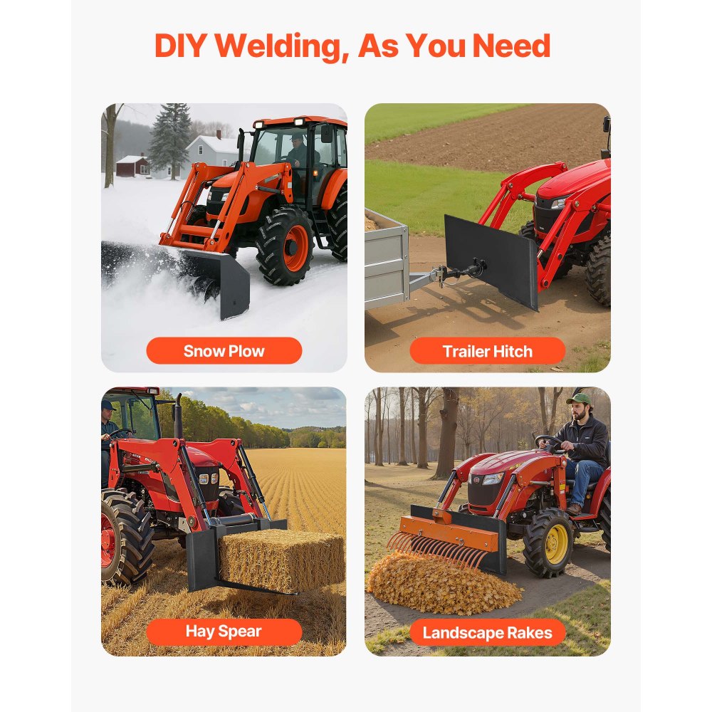 VEVOR 1/2 in Skid Steer Mount Plate Universal Quick Attach Mount Plate, Easy to Bolt, 9000 lbs Load Capacity, Heavy Duty Steel Loader Plates Compatible with Kubota Bobcat Skid Steers and Tractors