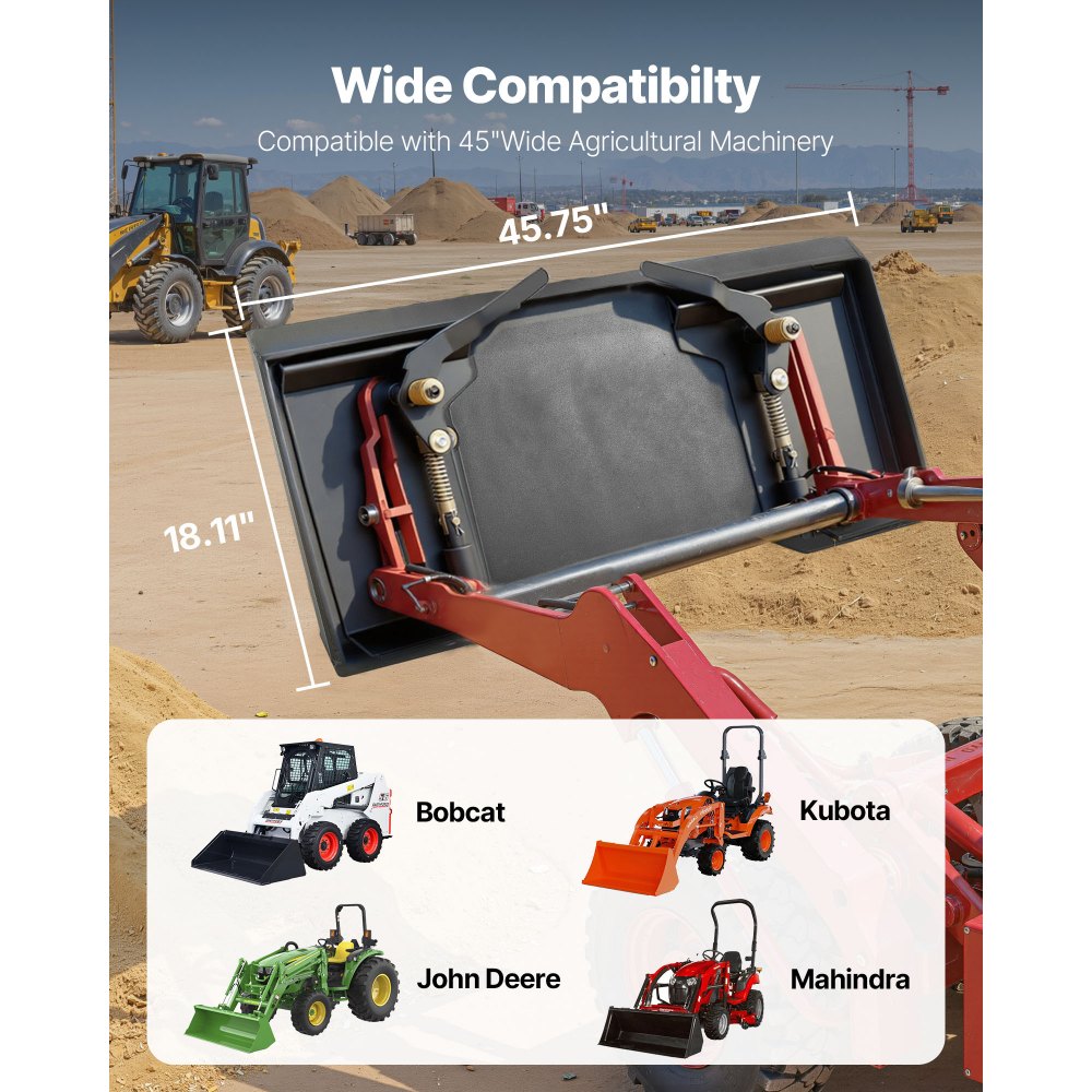 VEVOR 1/4 in Skid Steer Mount Plate, Universal Quick Attach Mount Plate, Easy to Bolt, 3000lbs Load Capacity, Heavy Duty Steel Loader Plates Compatible with Kubota Bobcat Skid Steers & Tractors