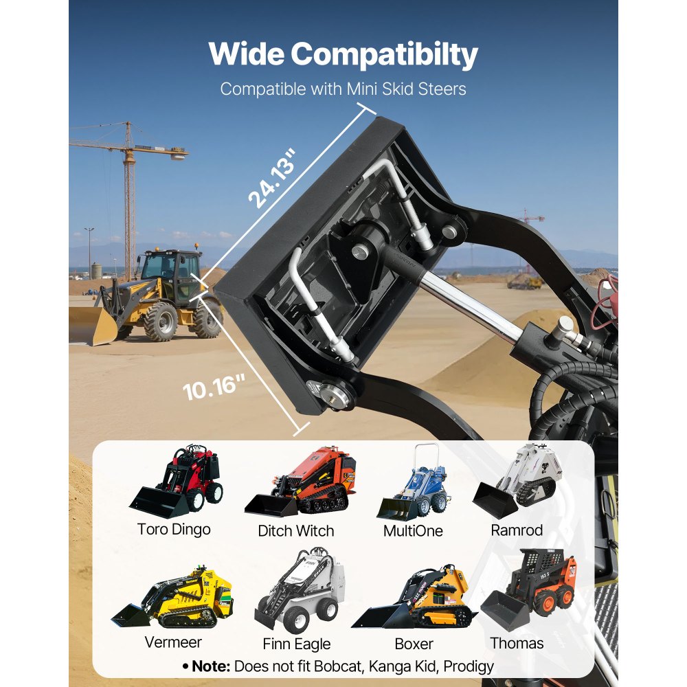 VEVOR 1/4 in Skid Steer Mount Plate with 2" Receiver Hitch, Universal Quick Attach Mount Plate, 1500lbs Capacity, Heavy Duty Steel Loader Plates Compatible with Toro Dingo Skid Steers & Tractors