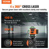 VEVOR Laser Level, 100ft, Self Leveling Manual Green 4 x 360° Cross 16 Line Laser, IP54 Waterproof Manual Self-leveling Mode & 5h Continuous Working Time Line Laser, Battery Include