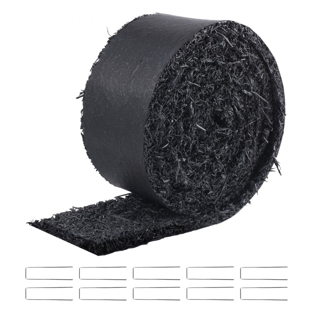 VEVOR Rubber Mulch for Landscaping, Recycled Rubber Mulch Mat 120 x 4.5 in, Permanent Rubber Pathway, Natural-Looking Black Mulch Garden Edging Border for Plants, Vegetables & Flower Garden Barrier