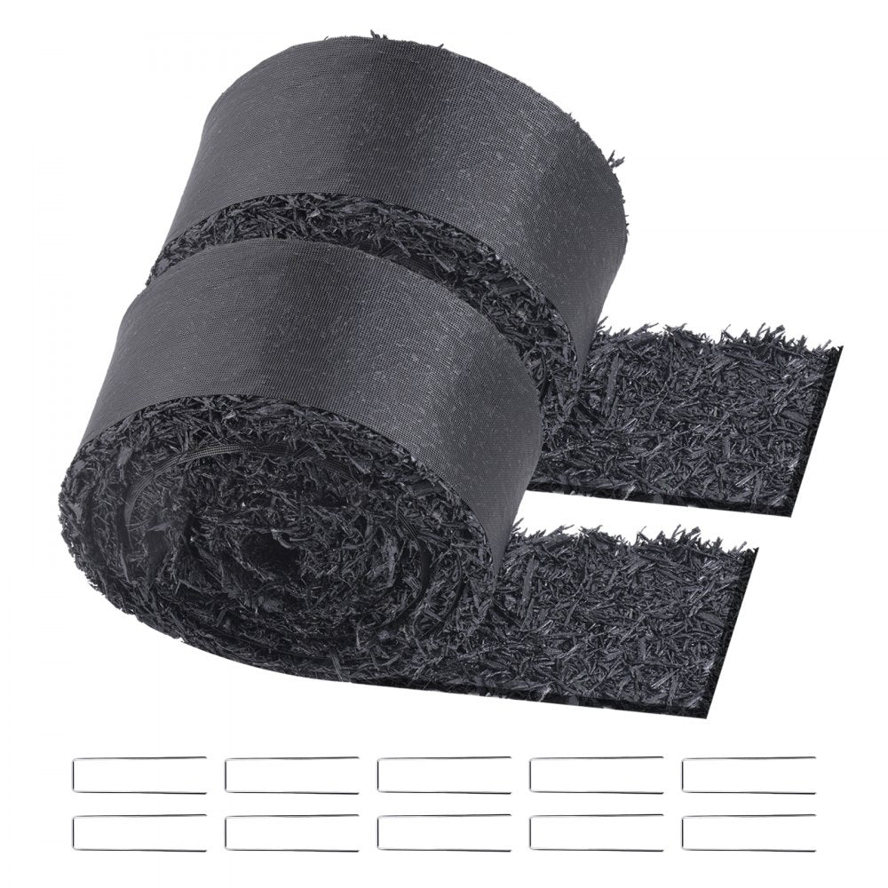 VEVOR Rubber Mulch for Landscaping, 2 Rolls Recycled Rubber Mulch Mat 120 x 4.5 in, Permanent Rubber Pathway, Natural-Looking Black Mulch Garden Edging for Plants, Vegetables & Flower Garden Barrier
