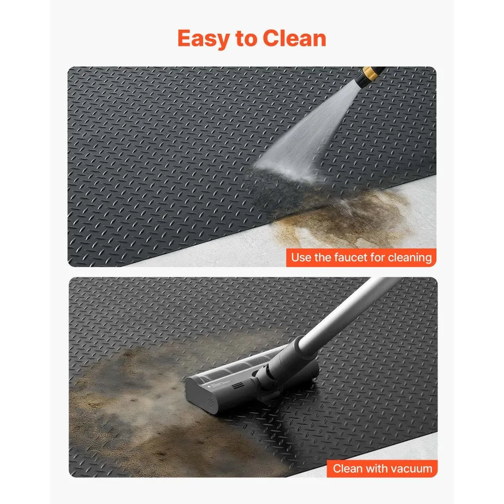VEVOR Garage Floor Roll, 4 x 25 ft Garage Flooring Mat, 3 mm Thickened Rubber Diamond Plate Floor Protector Mat, Non-Slip, Wear-resist, Waterproof, Easy to Clean for Warehouse, Gyms,Trailer, Black