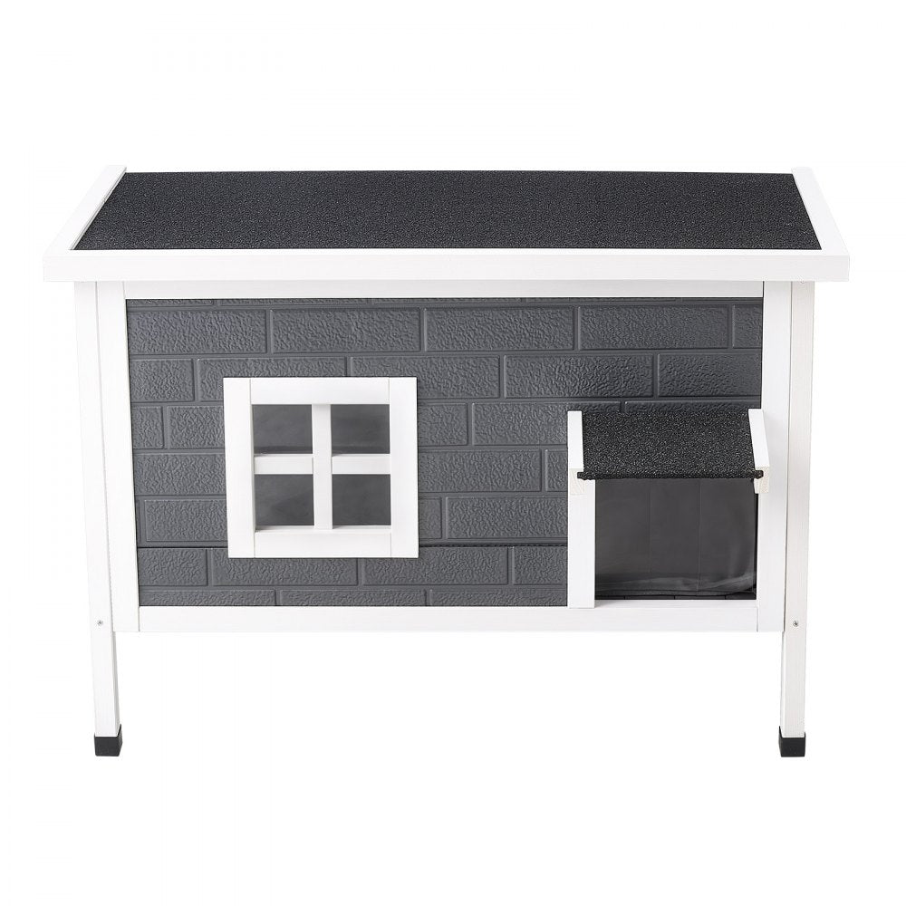 VEVOR Heated Outdoor Cat House for 1-3 Cats Feral Shelter with Heating Pad, for Outside Winter, Large Weatherproof Windproof Insulated Wooden Home, Waterproof Asphalt Roof, Escape Door & PVC Curtain