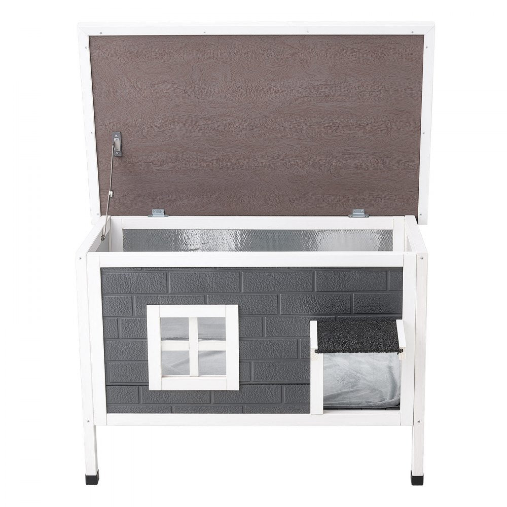 VEVOR Heated Outdoor Cat House for 1-3 Cats Feral Shelter with Heating Pad, for Outside Winter, Large Weatherproof Windproof Insulated Wooden Home, Waterproof Asphalt Roof, Escape Door & PVC Curtain