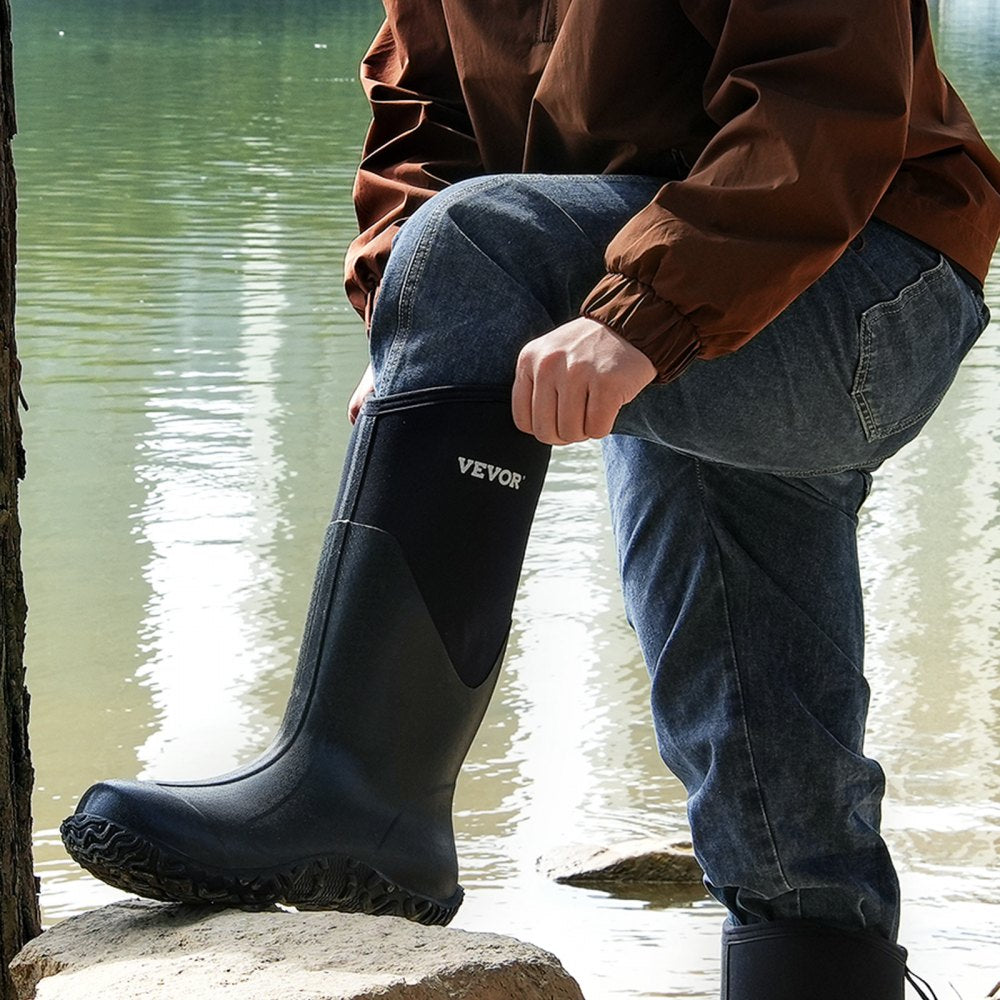 VEVOR Men's Rubber Boots, Protective Footwear, Waterproof Anti Slip Hunting Boots, Gardening Insulated Mud Boots, Protective Footwear, Lightweight & Durable, for Manufacturing, Farming, Size 13 US