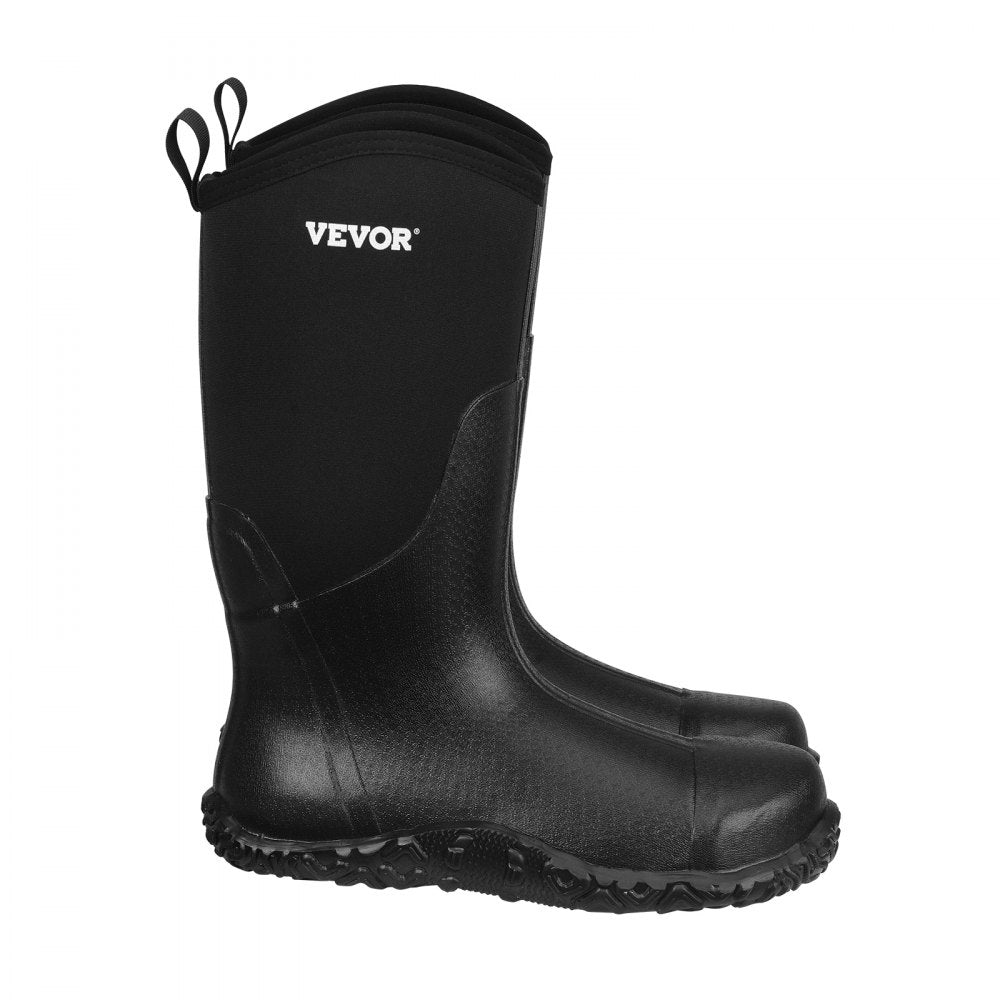 VEVOR Men's Steel Toe Rubber Boots, Protective Footwear, Waterproof Rain Fishing Boots, Outdoor Non-Slip Work Shoes, Lightweight and Durable, for Manufacturing, Construction, Farming, Size 10 US