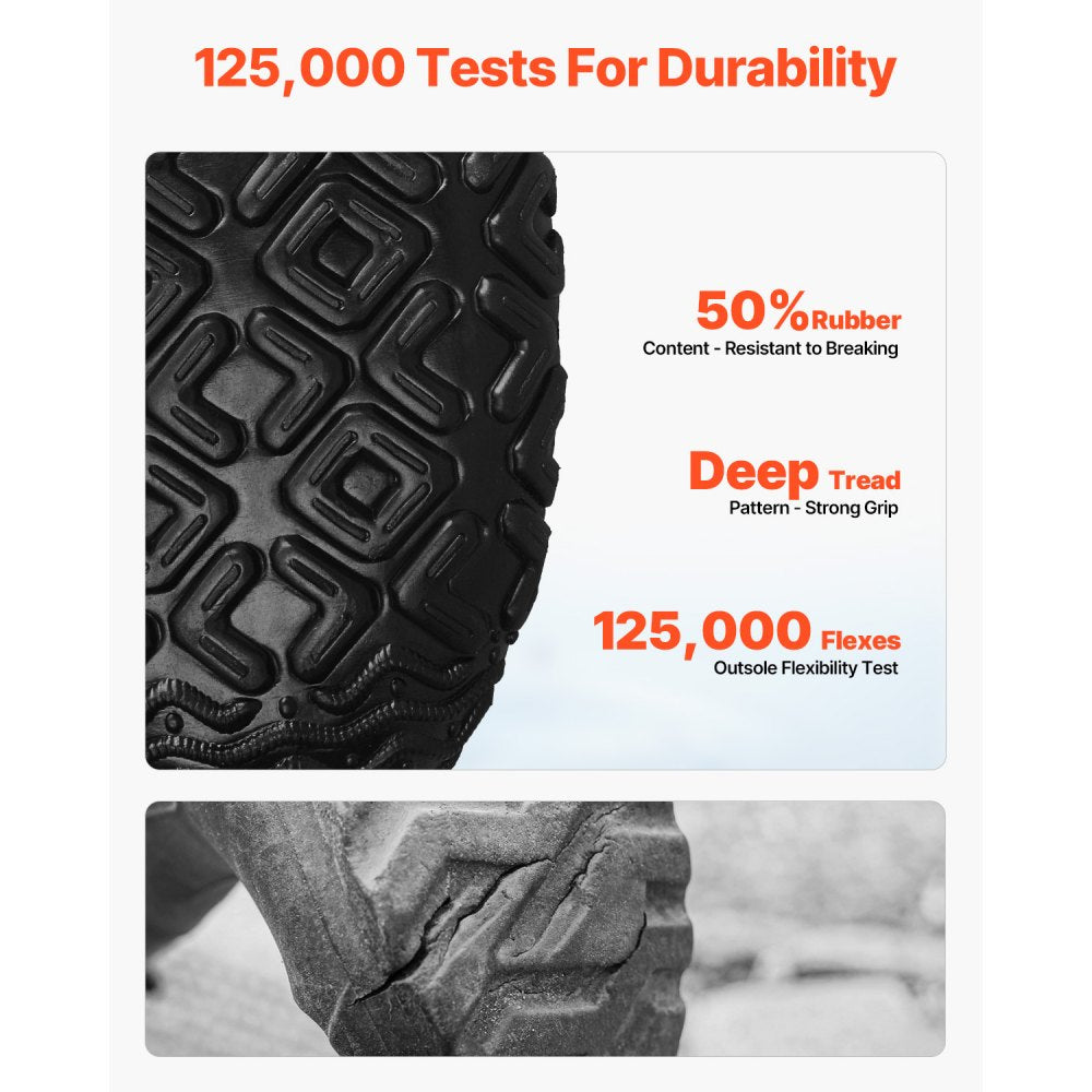 VEVOR Men's Steel Toe Rubber Boots, Protective Footwear, Waterproof Rain Fishing Boots, Outdoor Non-Slip Work Shoes, Lightweight and Durable, for Manufacturing, Construction, Farming, Size 11 US