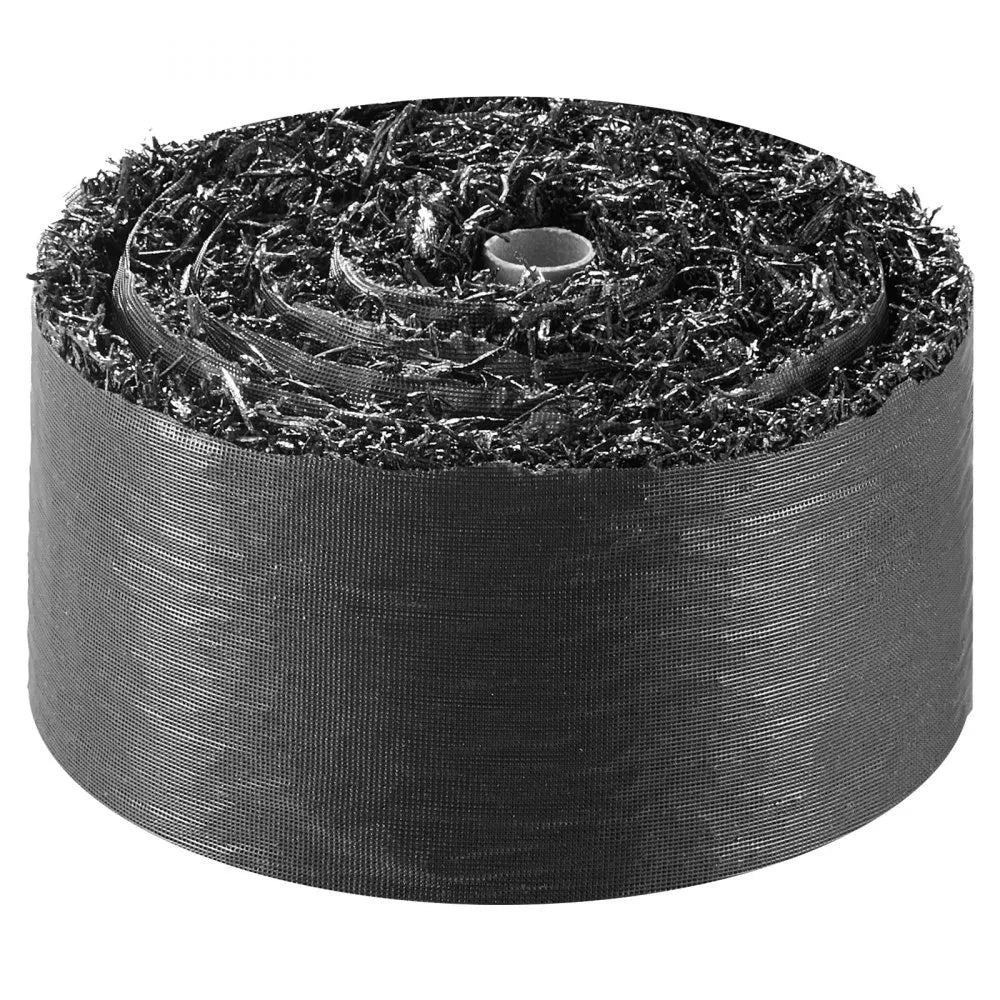 VEVOR Rubber Mulch Mat Roll, 4 Rolls 120 x 4.5 in, Recycled Rubber Permanent Mulch Edging Border, Natural-Looking Flower Barrier with Stakes, 0.5 in Thick Cuttable Garden Edgings for Landscaping