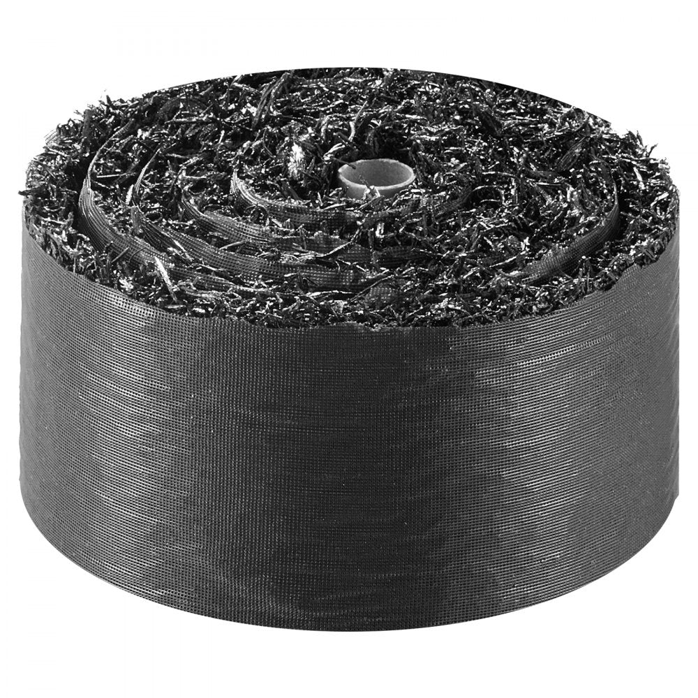VEVOR Rubber Mulch Mat Roll, 2 Rolls 120 x 4.5 in, Recycled Rubber Permanent Mulch Edging Border, Natural-Looking Flower Barrier with Stakes, 0.5 in Thick Cuttable Garden Edgings for Landscaping