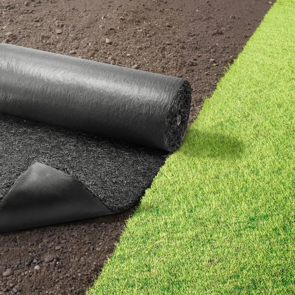 VEVOR Rubber Mulch Mat Roll, 96 x 24 in Recycled Rubber Mulch Mat, 0.5 Thick Cuttable, Reduced Weed Growth, Natural-Looking Weed Barrier Mat, Permanent Walkway Pathway for Landscaping