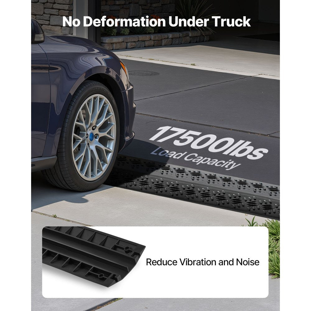 VEVOR Drop Over Cable Cover, 17,500 lbs/Axle Load Capacity, Heavy Duty Cable Hose Protector Ramp, Floor Cord Cover, for High Walking Traffic Areas, Indoor, Outdoor, Home, Office, Warehouse, 3 Pack