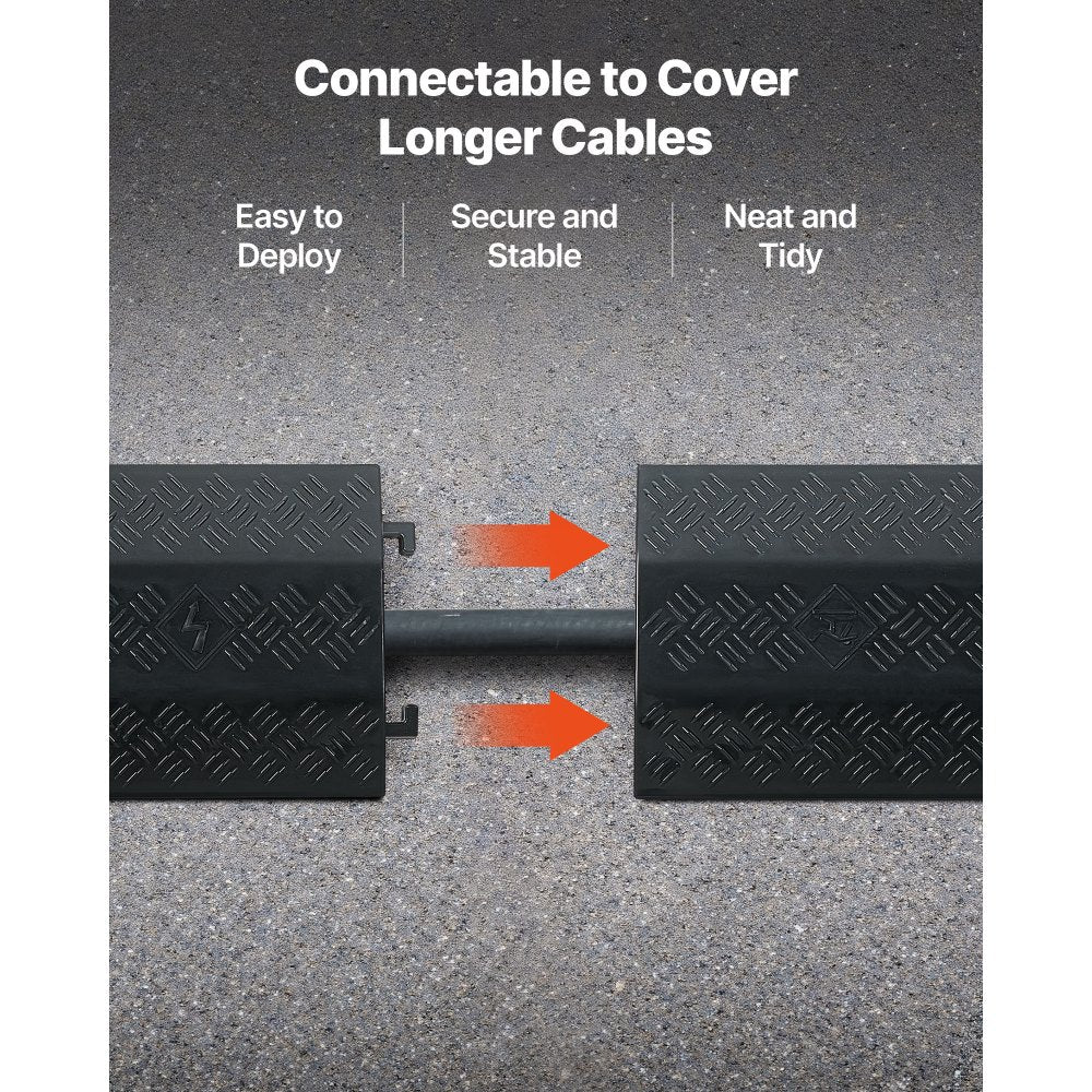 VEVOR Drop Over Cable Cover, 17,500 lbs/Axle Load Capacity, Heavy Duty Cable Hose Protector Ramp, Floor Cord Cover, for High Walking Traffic Areas, Indoor, Outdoor, Home, Office, Warehouse, 1 Pack
