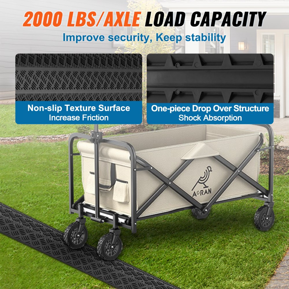 VEVOR 2-Pack Cable Protection Ramps, Supports Up to 2,000 lbs Per Axle, Durable Cord Safety Covers for Indoor & Outdoor Use, Ideal for Home, Office, Warehouse, and School Environments