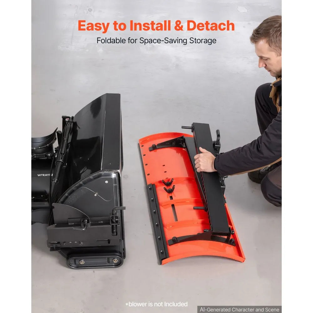 VEVOR Snow Plow Kit 22 to 32 in Width Adjustable Universal Plow Attachment, for Most Snowblowers, Dual-Mode Operation, Quick to Detach, Foldable Steel Scrape Blade, Efficient Snows Clearing, Black