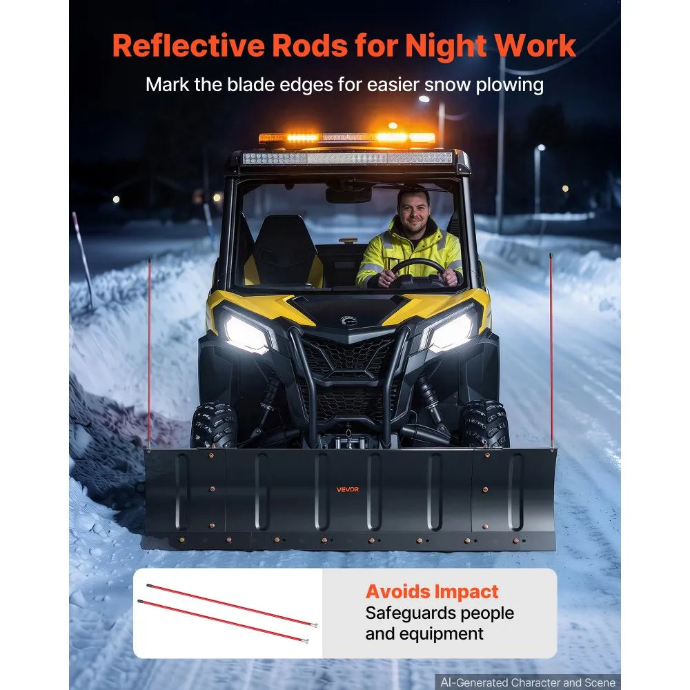 VEVOR Snow Plow Kit 43 in/60 in Width Adjustable Universal Plow Attachment, for Most ATVs and UTVs, Height & Left-Right Adjustable, 3 Mount Options, Steel ATV Scrape Blade, Efficient Snows Clearing